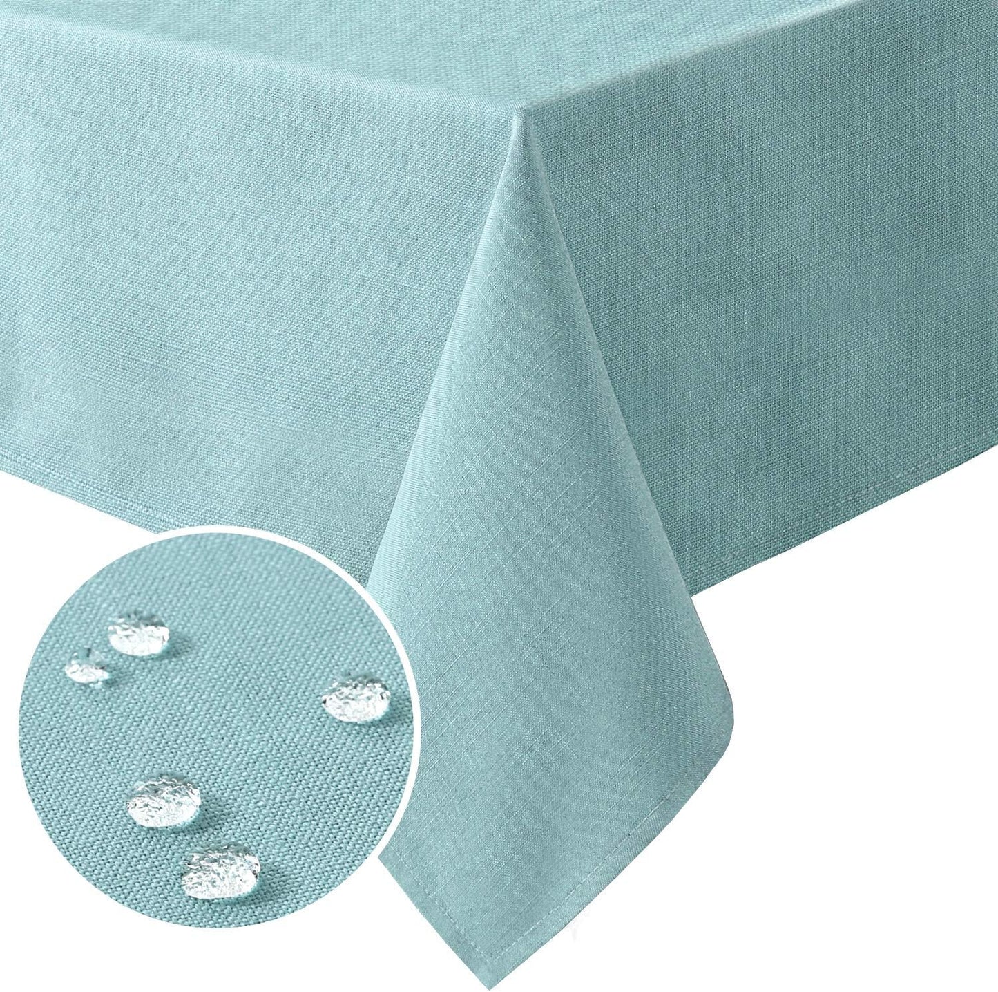 H.VERSAILTEX Linen Textured Table Cloths 54 x 70 Inch Premium Solid Tablecloth Spill-Proof Waterproof Table Cover for Dining Buffet Feature Extra Soft and Thick Fabric Wrinkle Free, Aqua