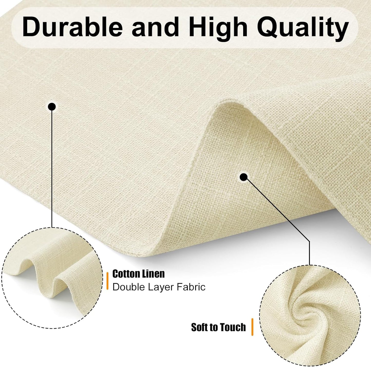 Homaxy Cloths Placemats for Dining Table Set of 6, Heat Resistant Washable Cotton Linen Blend Table Mats, Easy to Clean Place Mats for Indoor Outdoor Party Kitchen Decoration, 13" x 19", Cream