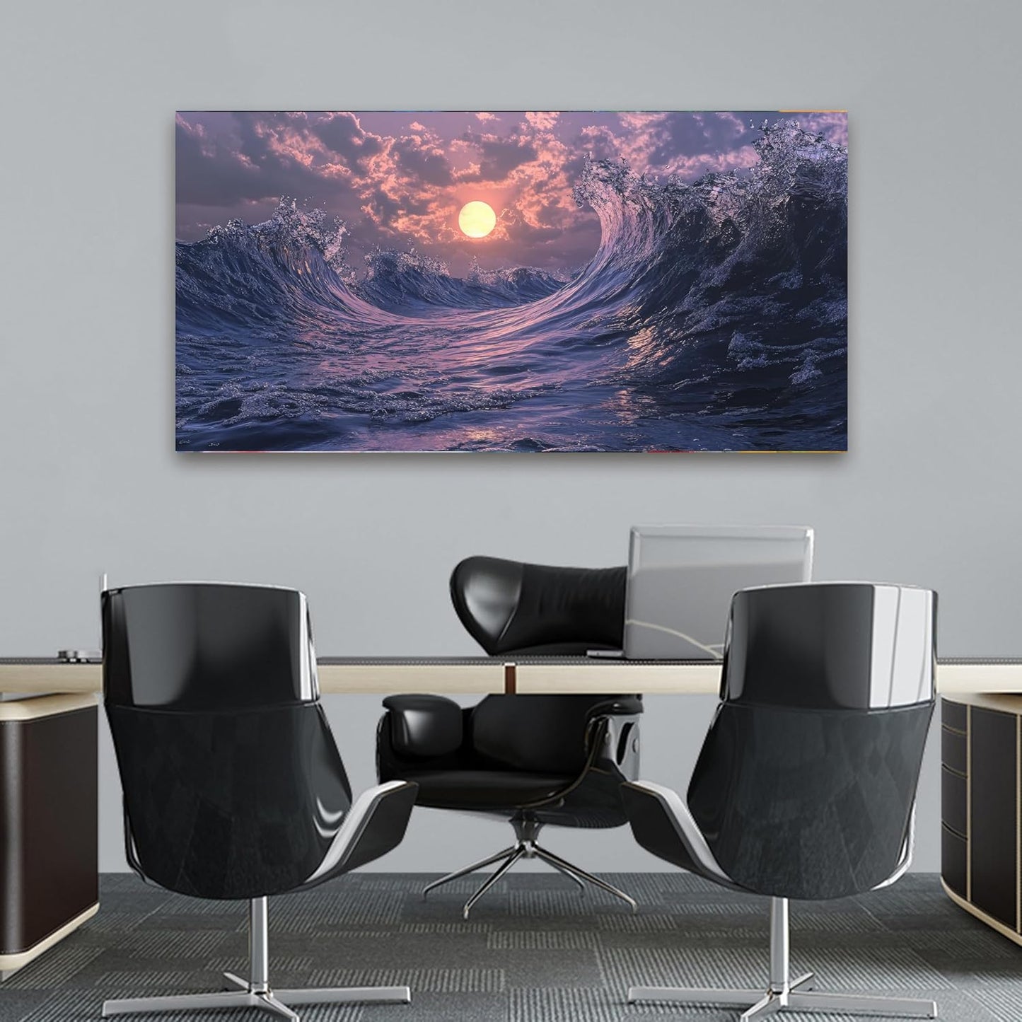 Canvas Wall Art for Living Room Artwork for Walls Coastal Beach Wall Art Decor Canvas Modern Art Wall Decor Purple Sunset Wall Art Paintings Prints Art Work for Room Office Kitchen Wall Decor 20" X 40"
