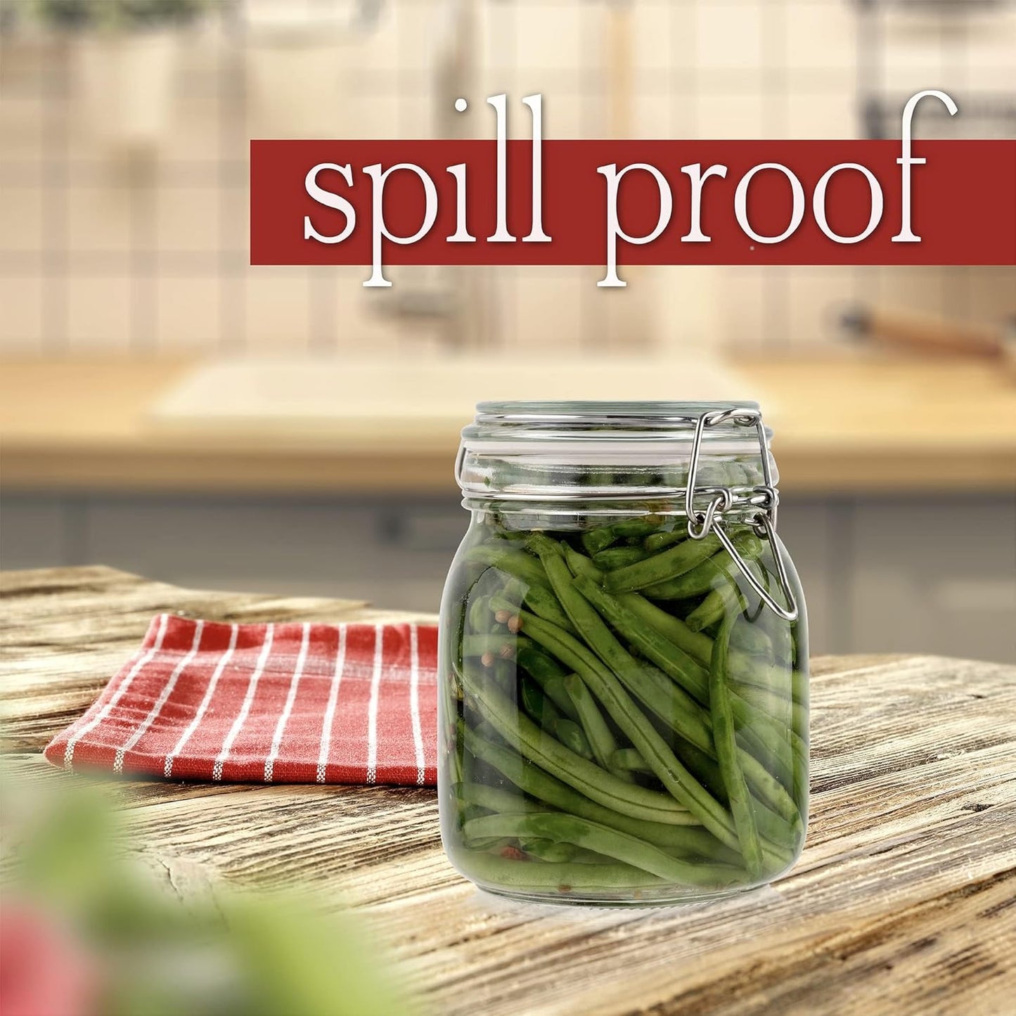 Galashield Glass Jars with Lids Food Storage Jars with Airtight Lids Leak Proof Glass Canisters Kitchen Jars [32 oz]