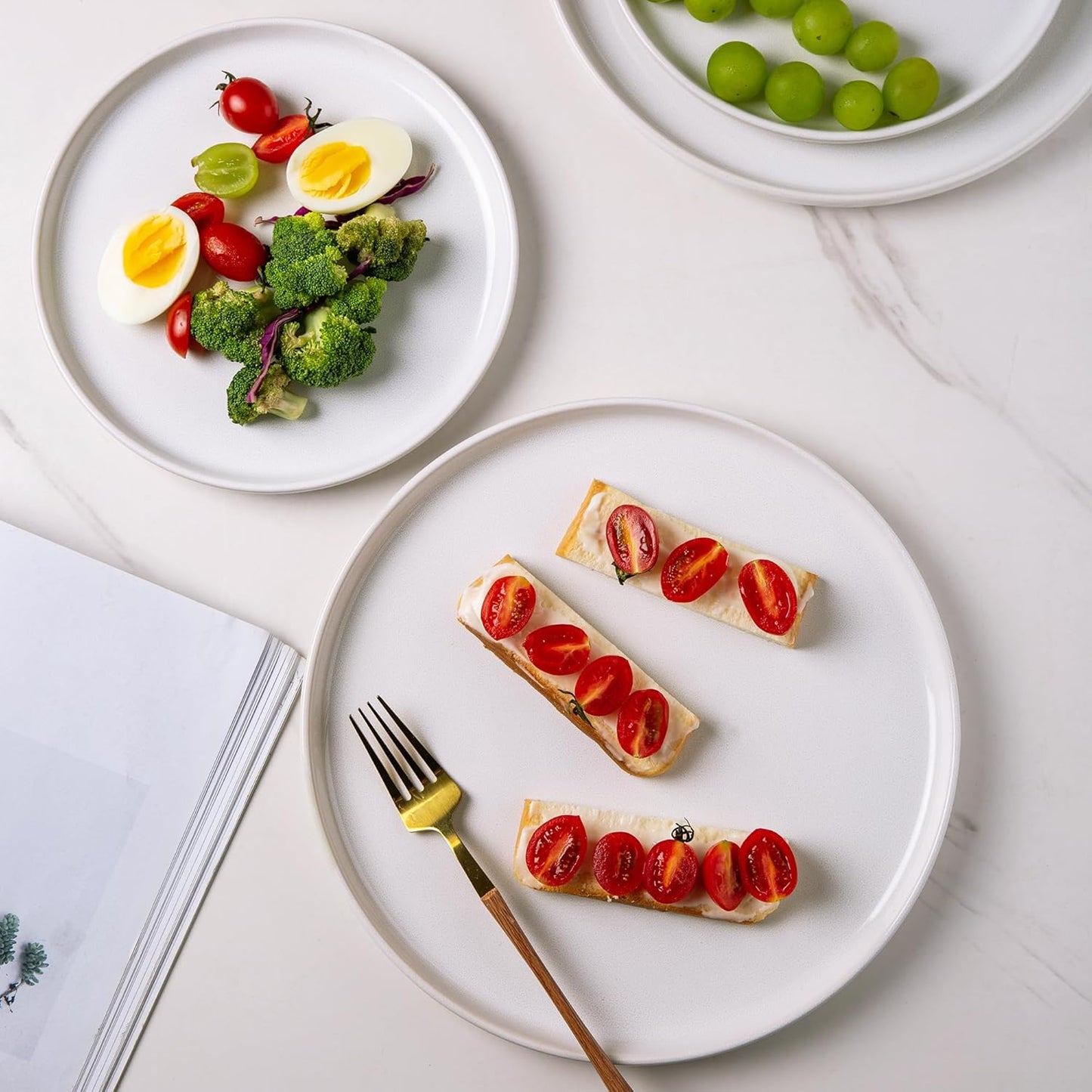 AmorArc Stoneware Dinnerware Sets,Round Reactive Glaze Plates and Bowls Sets,Highly Scratch Resistant | Dishwasher & Microwave Safe Dishes Set,Service for 6 (18pc)