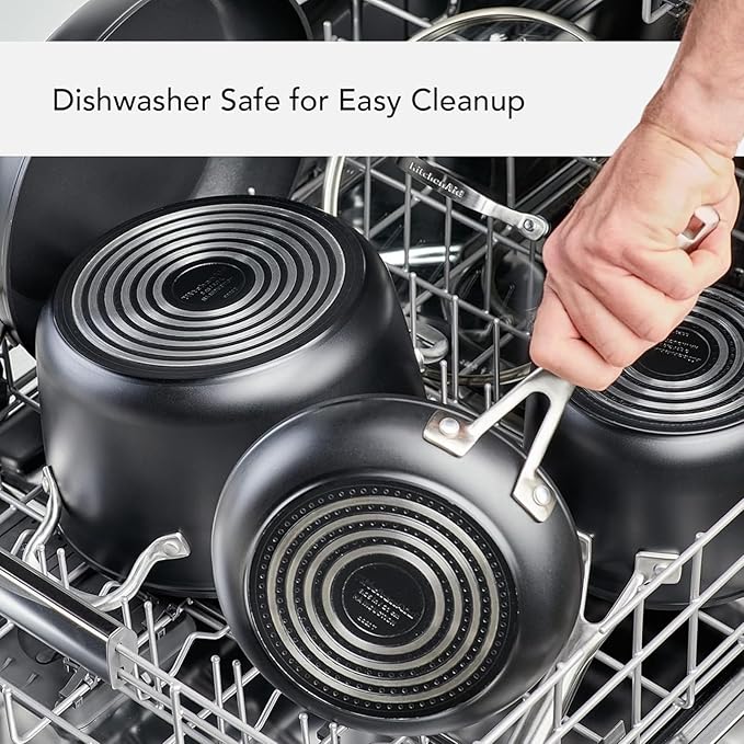 KitchenAid Hard Anodized Induction Nonstick Sauce Pan/Saucepan with Lid, 3 Quart - Matte Black