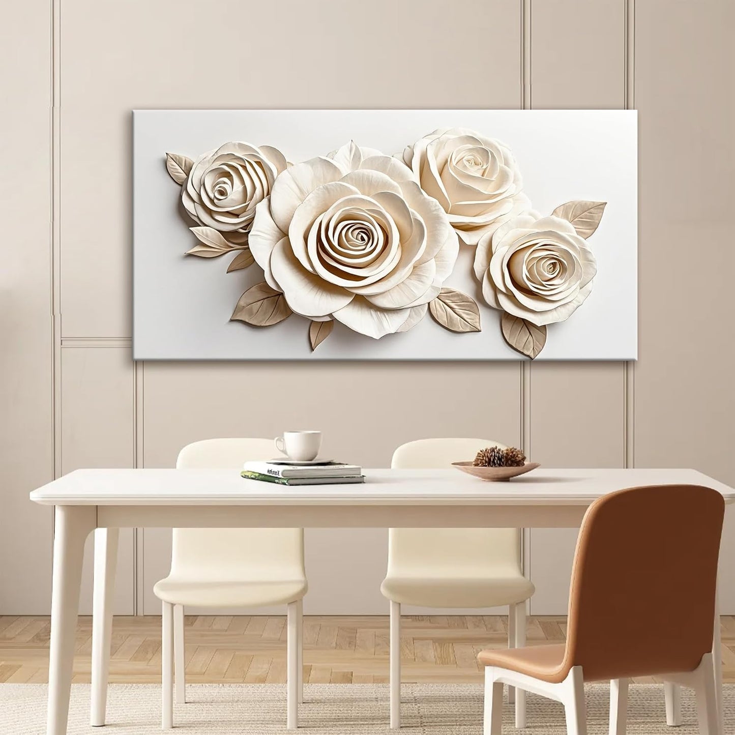 Wall Art Living Room Decor White Flower Wall Art Decor Modern Canvas Art Wall Decor Home Wall Art Suitable Pictures For Bedroom Apartment Office Can Be Hung 24"X48"
