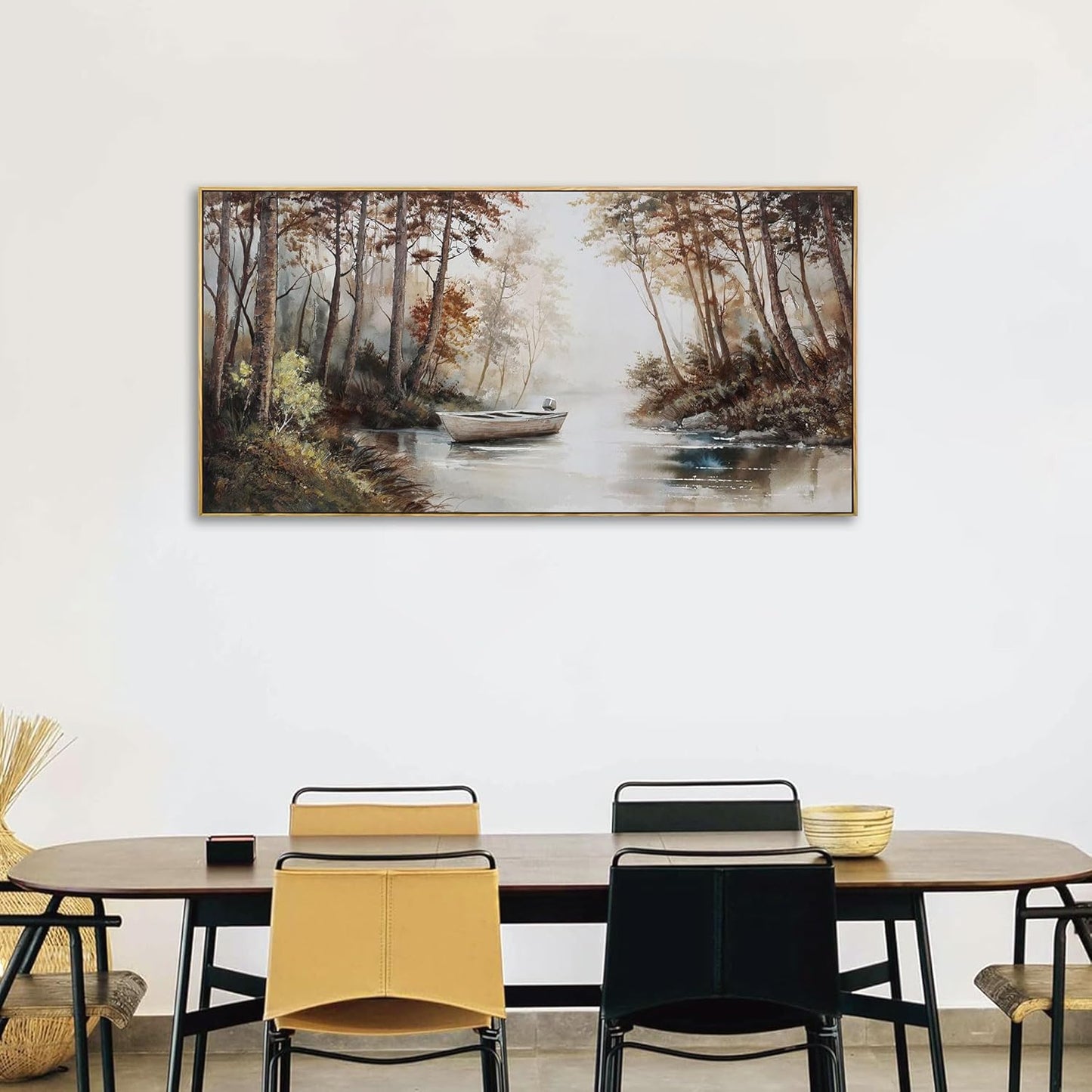 KLAKLA Vintage Framed Wall Art - Paintings with Frame Canvas Antique Wall Decor Retro Landscape Tree Picture for Living Room Prints Artwork for Walls Bedroom Office Home Decoration - 40x20 Inches