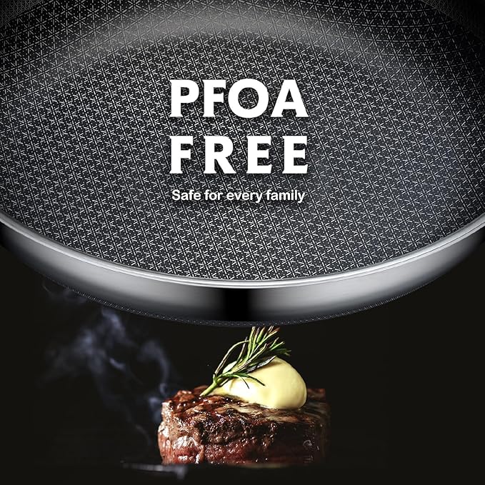 Non Stick Frying Pans, 12 inch Hybrid Frying Pans Nonstick,non stick Stainless Steel Skillets, Dishwasher/Oven Safe Cookware, Induction Compatible, PFOA Free Cookware