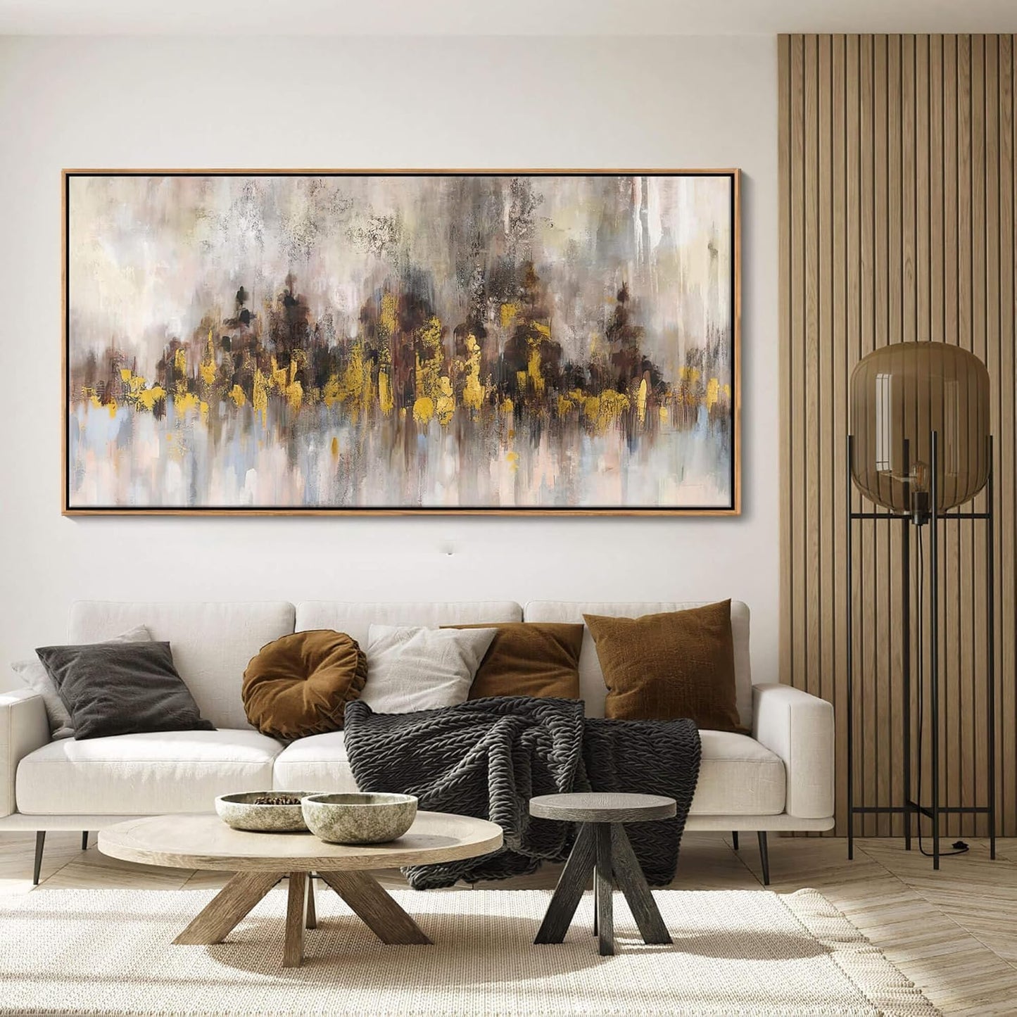 YDYSUNE Gold Abstract Wall Decor - Brown Canvas Wall Art for Living Room- Large Modern Artwork - Oil Painting Pictures for Bedroom Kitchen Home Office