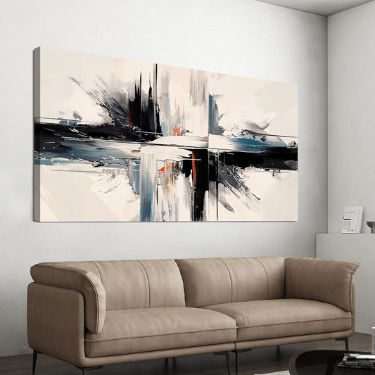 Abstract Wall Art Decorations Modern Large Wall Art for Living Room Abstract Canvas Art Wall Decor Minimalist Black and White Wall Art Prints Artwork for Walls Bedroom Office Home Decor 24" X 48"