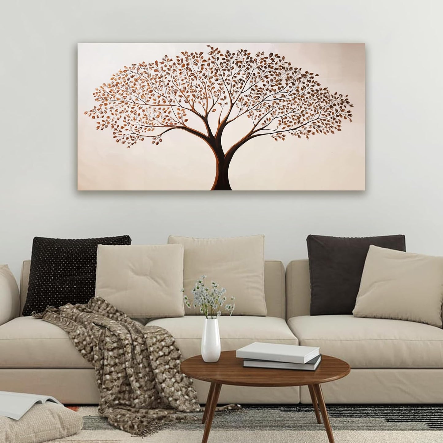 Canvas Art Wall Decor Modern Tree of Life Wall Art Prints Minimalist Botanical Wall Art Decorations Wall Art Pictures for Living Room Browm Artwork for Walls Bedroom Office Decor Aesthetic 20" X 40"