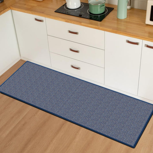 Artoid Mode Washable Non-Slip Rubber Backing Kitchen Rugs Blue Doormat, Absorbent Kitchen Floor Mats in Front of Sink Kitchen Mats for Floor Home Decor 17x47 Inch