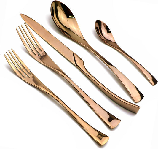 20-Piece 18/10 Stainless Steel Rose Gold Flatware Set, Serive for 4
