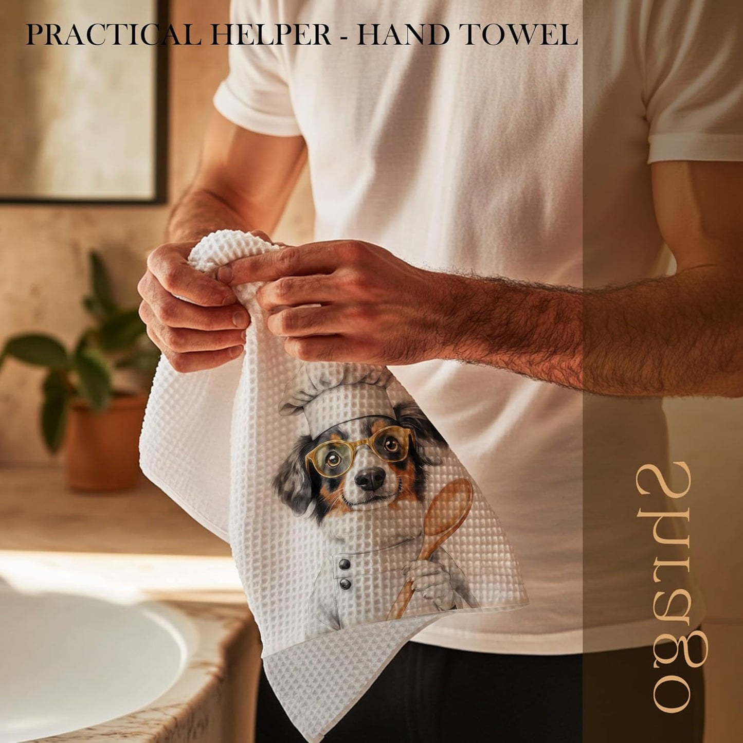 Funny Australian Shepherd Dog Kitchen Towels, Australian Shepherd Gifts for Women Dish Tea Towels for Kitchen, Dog Lovers Mom Dad Owner Gifts Decorative Hand Towels, 16x24 Inch