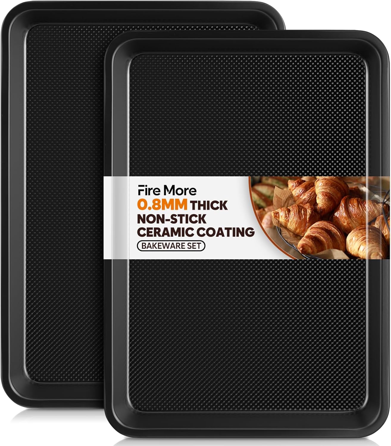 2 Pack Jelly Roll Pan 15.3x13.3, Cookie Sheets for Baking 0.8mm Thick Non Stick Baking Sheets for Oven Heavy Duty Baking Trays