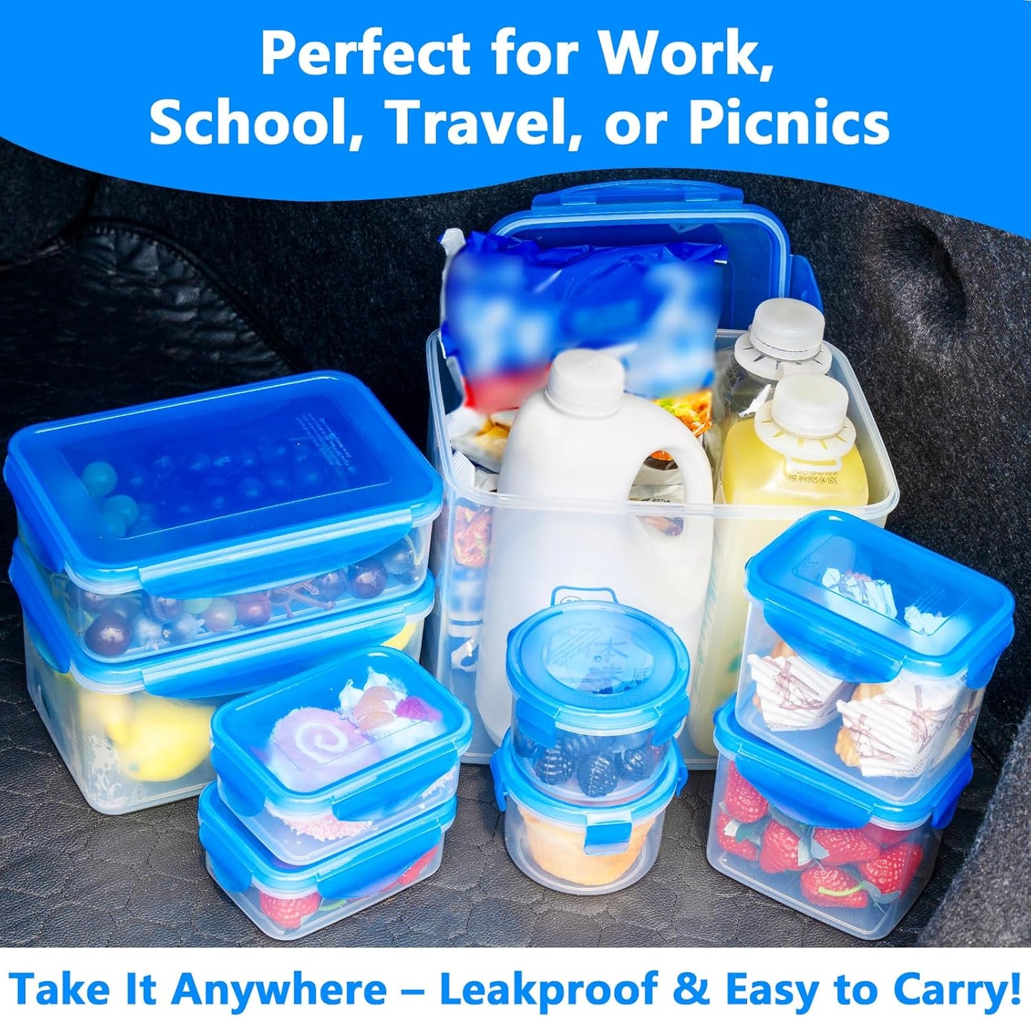 Airtight Food Storage Containers with Lids, BPA Free, Leakproof, Stackable Space Saving Design, Microwave, Dishwasher, Freezer Safe for Meal Prep, Keep Salad Fresh, Set of 9 [10oz-254oz]