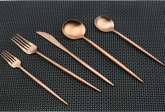 Flatware Set for 4, Luxury 20 Pieces Rose Gold Plated Copper Color 18/10 Stainless Steel Silverware Flatware Sets Spoons Knives and Forks Set, Service for 4