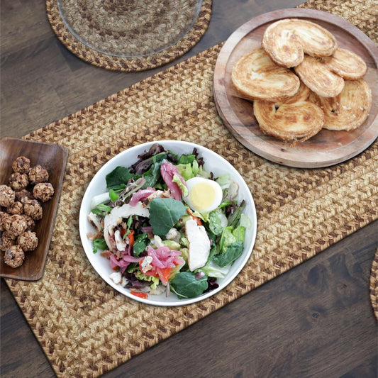 Homespice Cookie Dough Jute Braided Long Table Runner, Country Rustic Decor, Brown Rectangle 11x36 - Rich Colors, Easy to Clean, Durable and Protects Furniture