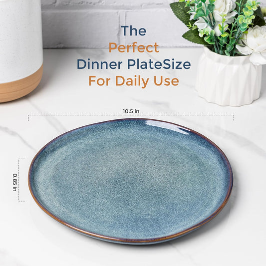AmorArc Ceramic Plates Set of 6, 8.5 Inch Handmade Reactive Glaze Stoneware Plates set for Dessert, Salad, Appetizer,Dinner, Microwave & Dishwasher Safe, Scratch Resistant