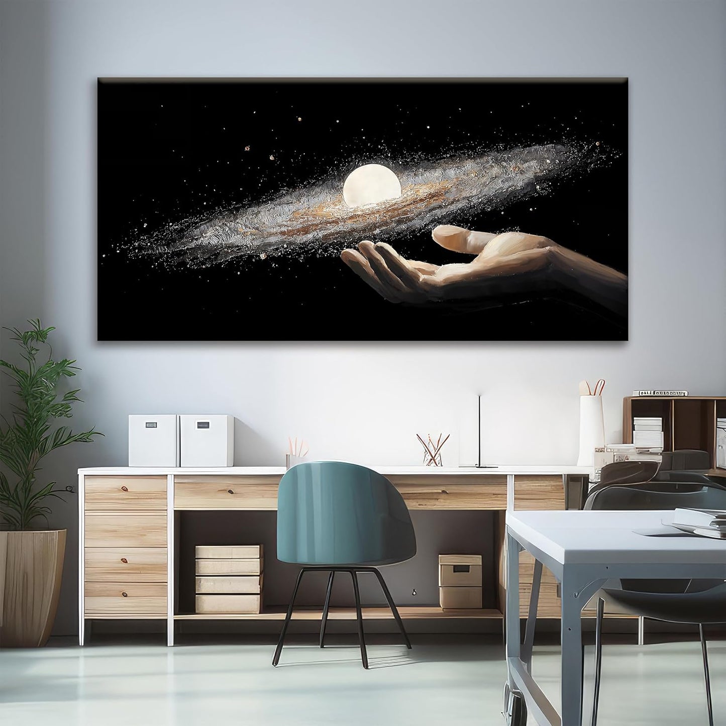 Large Abstract Wall Art Decor The Universe In Hand Science Fiction Wall Art For Living Room Bedroom Office Kitchen 29x58 Inch Canvas Painting Home Wall Decor Ready To Hang