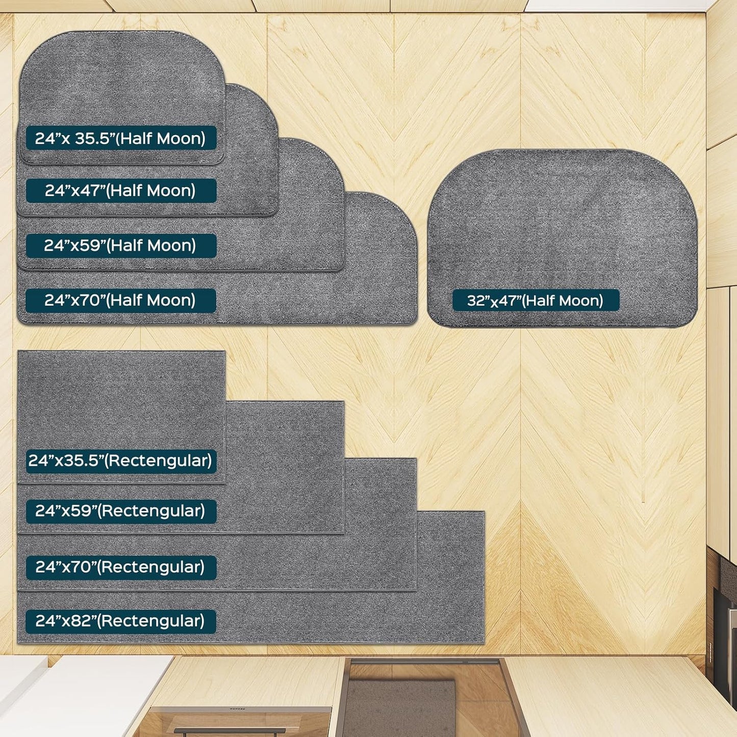 Washable Kitchen Rug 24" x 35.5" / 60cm x 90cm, Non Slip Kitchen Mat for Floor, Absorbent Indoor Entryway Rug for Laundry, Bathroom, Bedroom