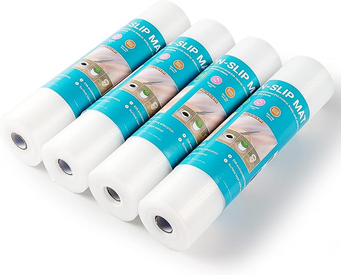 Shelf Liner,Non-Adhesive Drawer Liner,Food-Grade Material for Kitchen Cabinets Liner,Non-Slip Cupboard Liners Kitchen Drawer Liners Bathroom Shelves Liners (12 inches x 20 Feet x 4 Rolls)