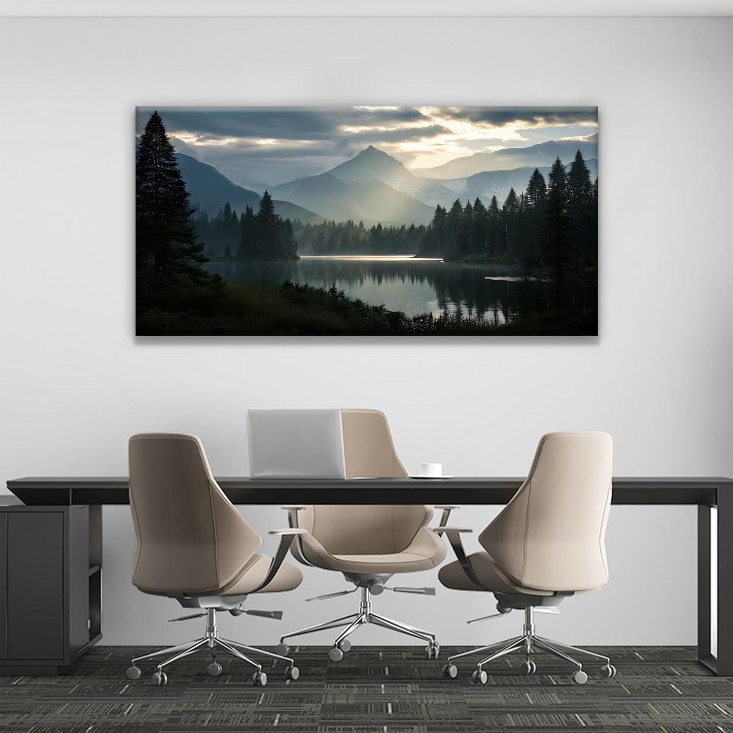 Large Wall Art For Living Room Canvas Art Wall Decor For Office Wall Decorations For Bedroom Forest River Landscape Paintings Modern Pictures Artwork 24x48 In