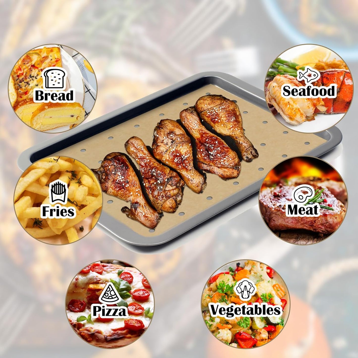 120 Sheets Air Fryer Oven Liners 11 x 12 Disposable Air Fryer Parchment Paper Liners Rectangle Non Stick Parchment Baking Paper Compatible with Ninja Foodi/Cuisinart/Breville/Emeril Lagasse/Gowise