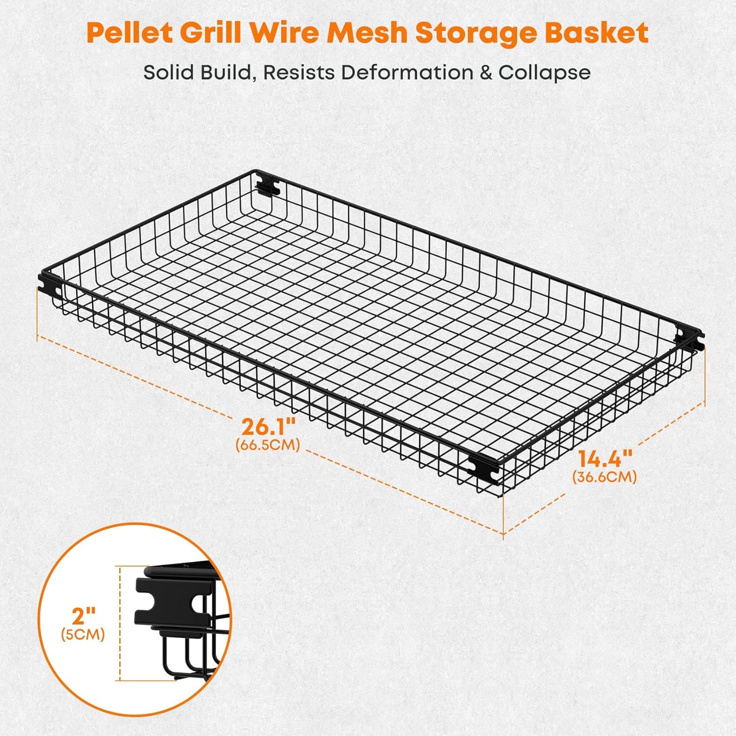 Stanbroil Pellet Grill Storage Shelf, Pellet Grill Storage Basket Fits Traeger Ironwood 650 and Pro 575 Grill, Grill Accessories to Add Storage Space