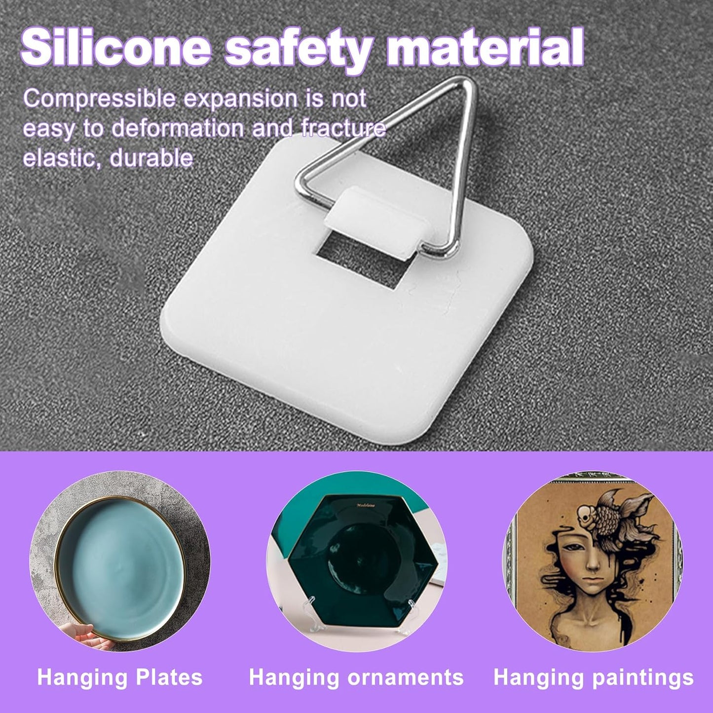 20 Pack Invisible Adhesive Plate Hangers for Wall - 1.25 Inch Vertical Plate Holders Display Set for Decorative Plates, Art, Porcelain