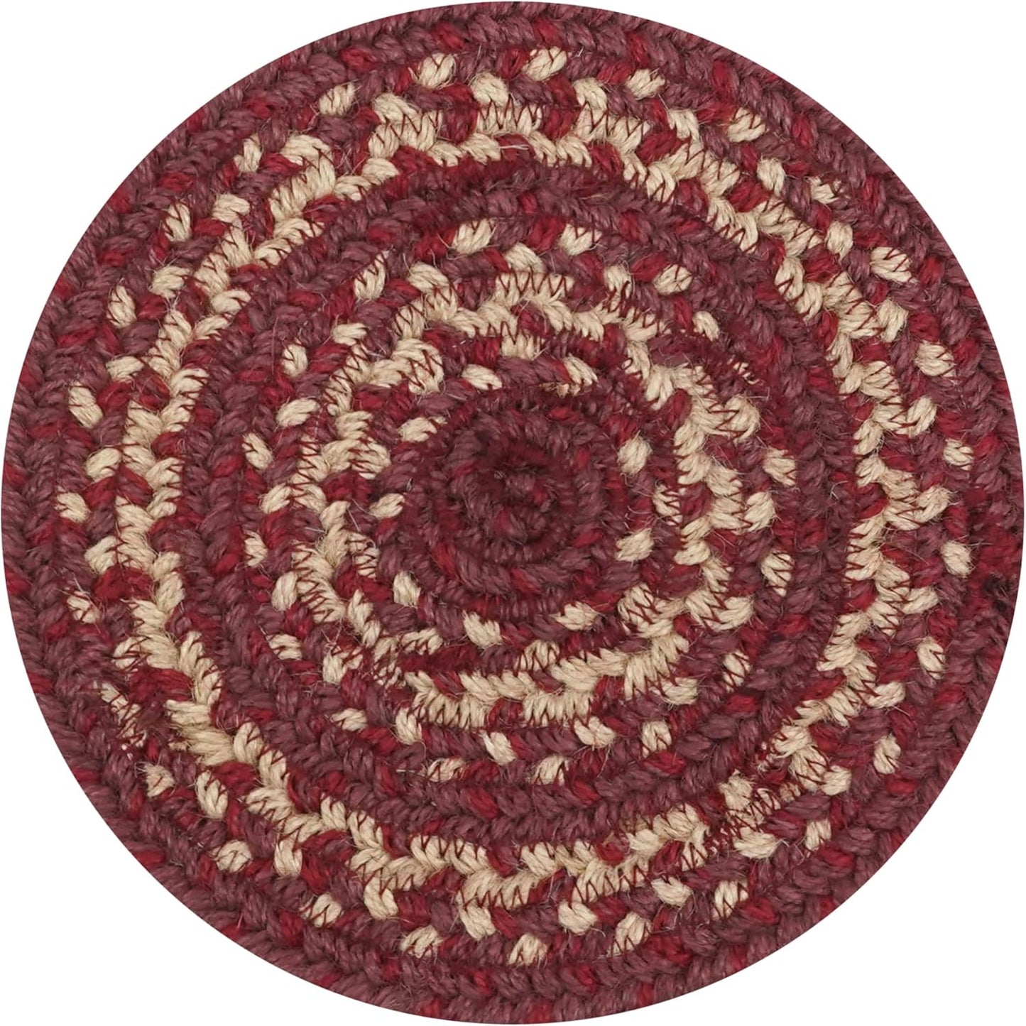Autumn Maple Jute Braided Trivets for Table, Rustic Primitive Decor, Set of 3, Burgundy and Tan 8" Round Heat Resistant Mats - Rich Colors, Easy to Clean, Durable and Protects Furniture