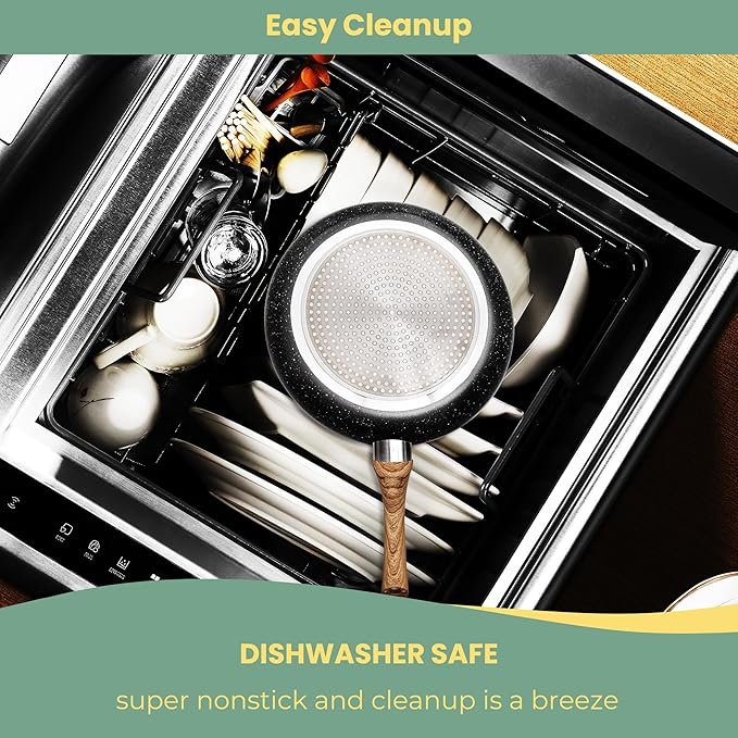 12-Inch Frying Pan Nonstick Stretched Aluminium Omelette Skillet Fry Pans for Induction Compatible Pan