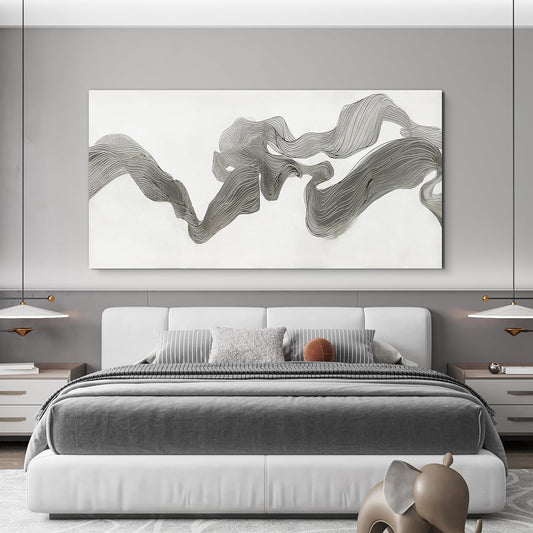 Abstract Wall Art Decor Large Modern Wall Art Decor Oversized Wall Art Pictures for Living Room Abstract Canvas Art Wall Decor Gray White Wall Art Prints Artwork for Walls Home Office Decor 29" X 58"