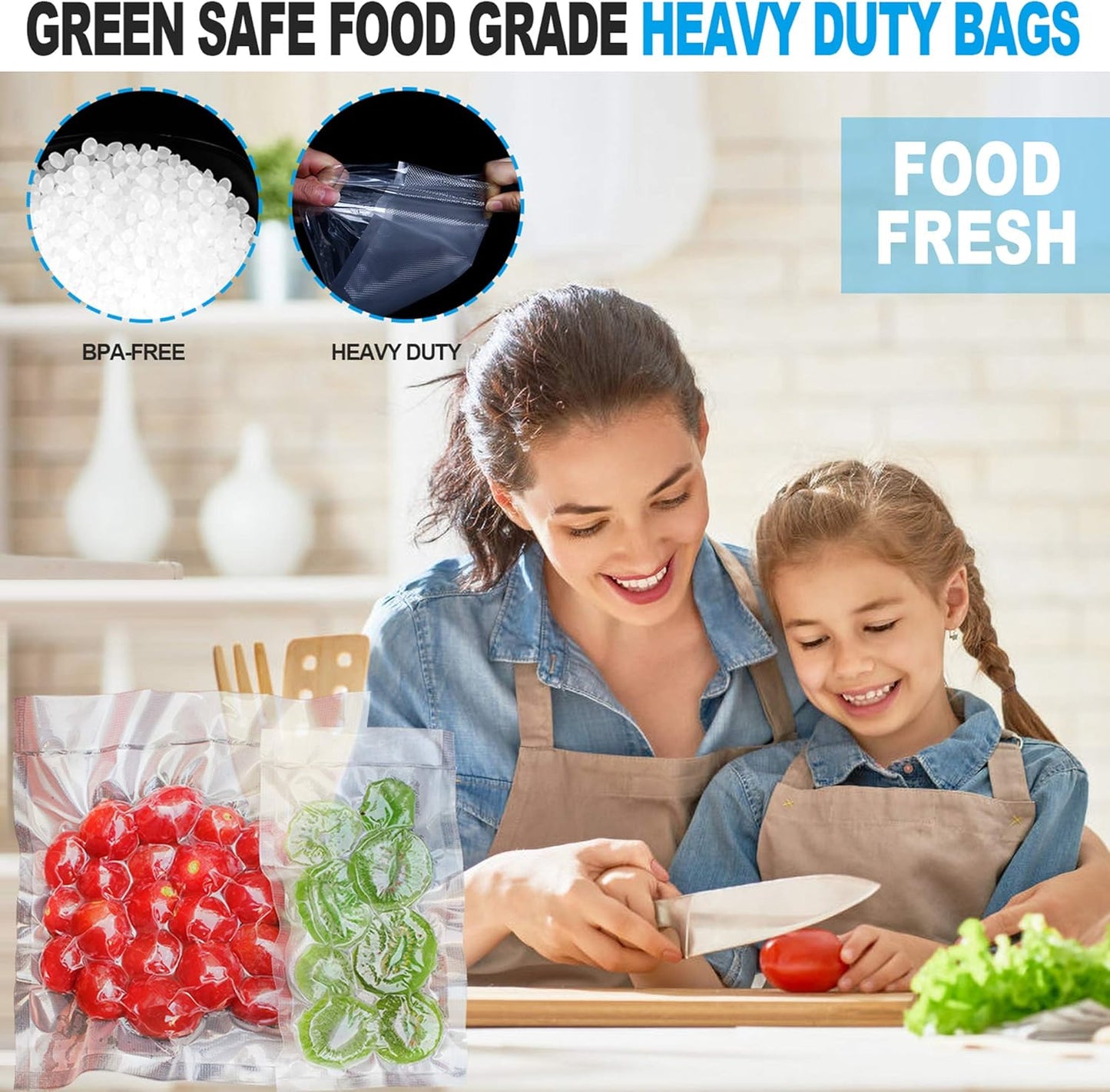 CANLENPK 8x12 Inch/20x30cm Vacuum Sealer Bags food Storage,Keep Fresh Lock Nutrition,Sous Vide Bags Freezeable and Boilable Microwaveable(50 Bags)