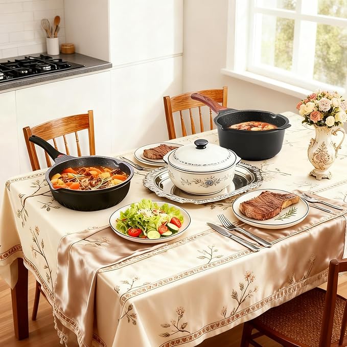 Vinchef Nonstick Sauce Pan & Skillet with Lids, 4QT Sauce Pot & 12.5 IN Deep Fry Pan, Dishwasher Safe,Induction Compatible, Scratch/Stain Resistant, PFAS-Free, Black