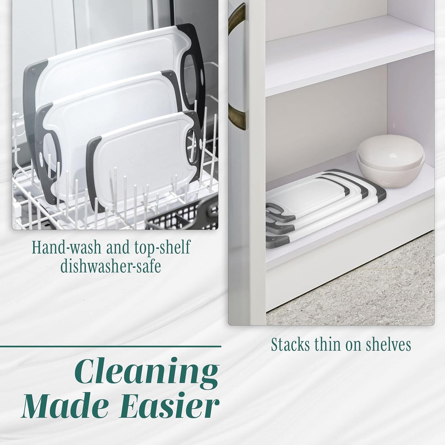 Cutting Boards for Kitchen - BPA-Free Chopping Board - Different Sizes & Non Slip Handles - Reversible, Large Cutting Board Set - Unique Gifts for Cooks Who Have Everything - 3-Pack Black