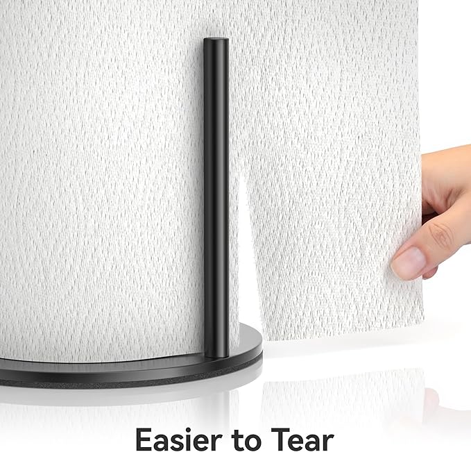 Paper Towel Holder Countertop, Stainless Steel, Black, for Kitchen, Pantry, RV