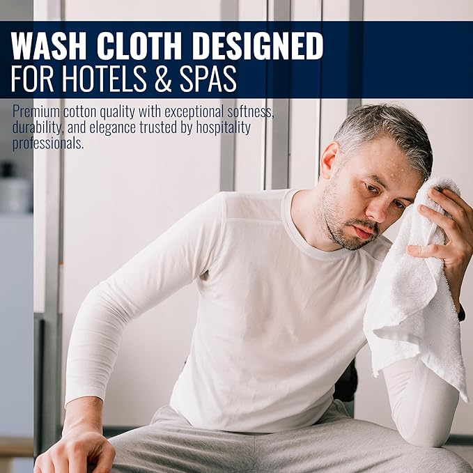300-Pack Economy Washcloths Bulk (13x13) – White 100% Cotton Face Cloths – Commercial-Grade Cleaning Rags – Soft, Absorbent & Quick-Dry Towels for Hotels, Spas, Gyms & Hospitality Use