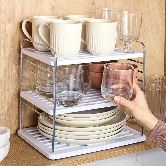 YouCopia UpSpace Cabinet Box Organizer, Adjustable Kitchen Pantry Shelf for Plastic Wrap and Foil Storage, Large Premium Edition