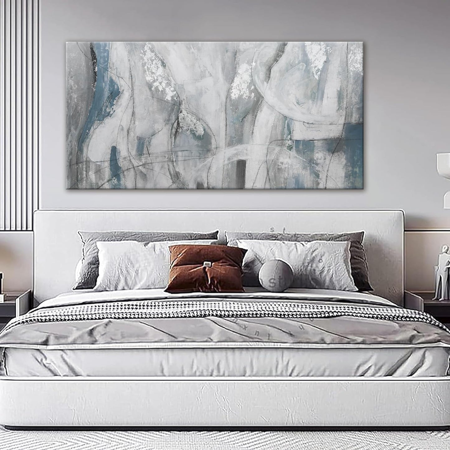 Abstract Wall Art For Living Room Canvas Art Wall Decor Blue Eclectic Decor Modern Canvas Wall Prints Abstract Wall Decor Suitable For Bedroom Apartment Office Dining Room Can Be Hung 24" X 48"