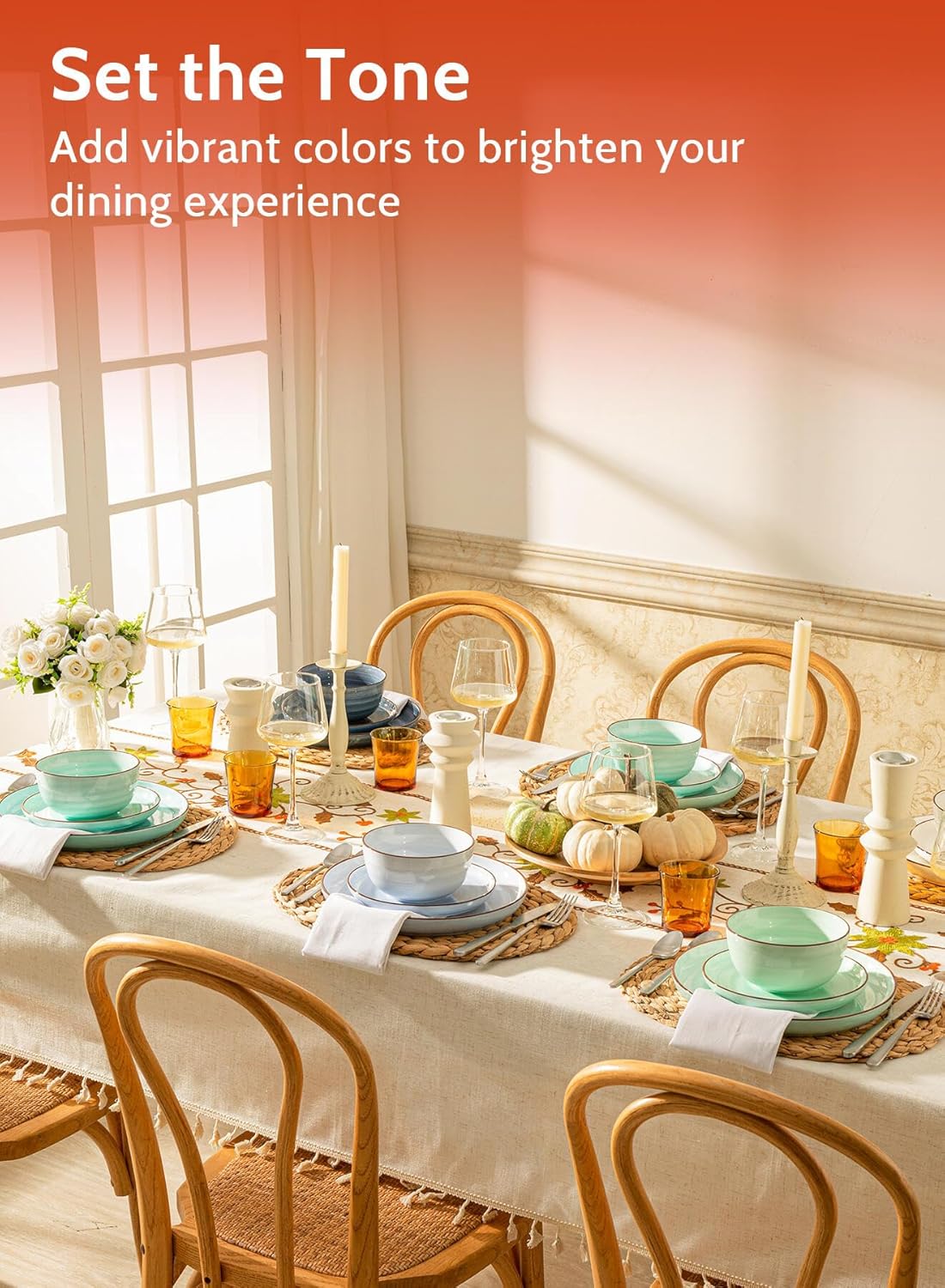 Sweese Porcelain Dessert Plates 7.4 Inch - Round Salad/Appetizer Plate Set, Microwave Dishwasher Safe, Set of 6, Cool Assorted Colors