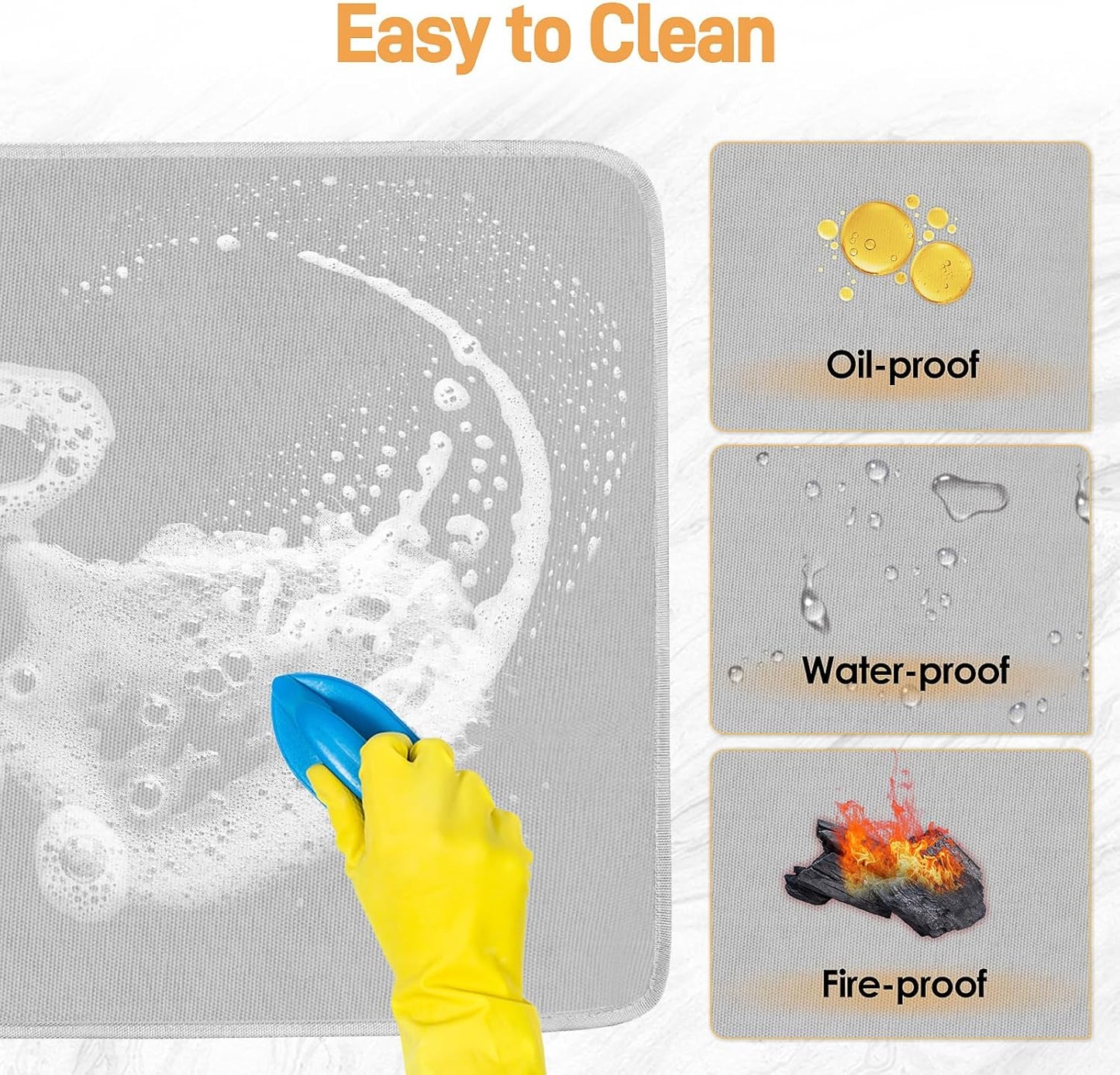 Heat Resistant Mats for Countertop - Firproof 16x24 in Heat Resistant Mats for Air Fryer - Kitchen Countertop Protector for Air Fryer, Coffee Maker, Stand Mixer, Toaster, Oven 2PCS - Grey