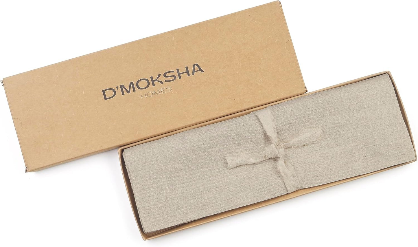D'Moksha Homes Linen Natural Placemats Set of 4-100% Pure Linen Placemats 14 x 19 Inch for Fall, Autumn and Halloween - Handcrafted and Machine Washable