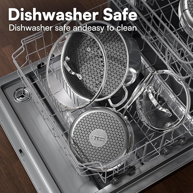 Non Stick Frying Pans with lid, 12 inch Hybrid Frying Pans Nonstick, non stick Stainless Steel Skillets, Dishwasher and Oven-Safe, nonStick Cookware, Induction Compatible Cooking Pan