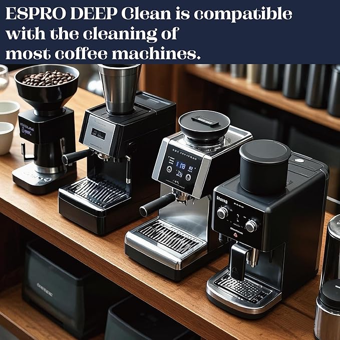 ESPRO Deep Clean Coffee Maker Cleaner & Descaler Powder for Espresso Machines, French Press & Coffee Pots – Coffee Descaler and Cleaner Removes Oils, & Milk Residue 4.4 oz