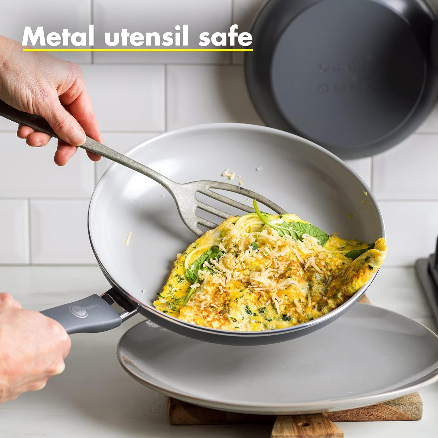 GreenPan Dover Healthy Ceramic Nonstick, 12" Frying Pan Skillet, PFAS-Free, Dishwasher Safe, Comfort Grip Handle, Grey