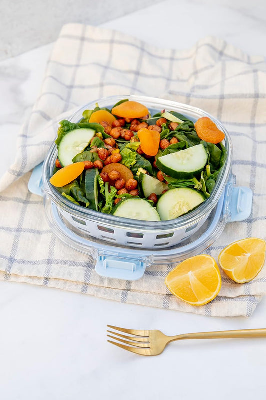 Ello Duraglass Meal Prep Lunch Bowl Container, 5 cup- Glass Food Storage Container with Silicone Sleeve and Airtight BPA-Free Plastic Lid, Dishwasher, Microwave, and Freezer Safe