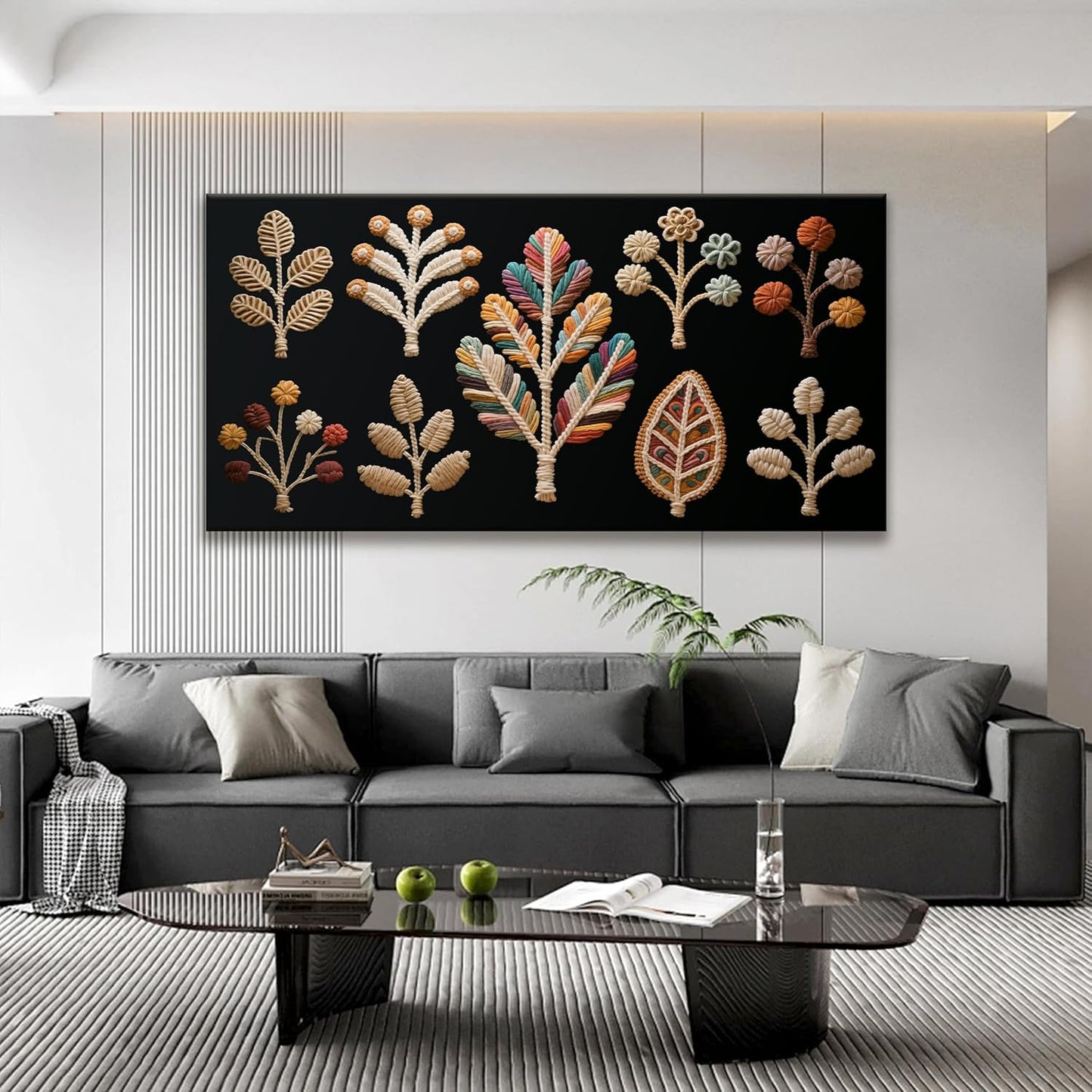 Tsomzxng Large Boho Wall Art For Living Room Chic Home Black Wall Art Modern Multicolor Print Paintings Canvas Wall Art Decor Picture For Bedroom Apartment Kitchen Ready To Hang 29" X 58"