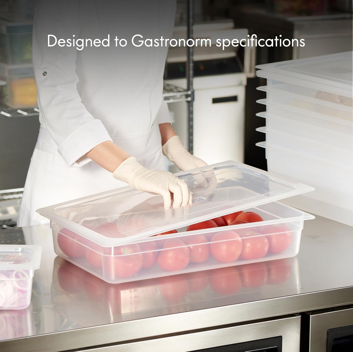 CURTA 4-Pack Full Size 4" Deep Food Pan with Handled Lid – NSF Listed Commercial-Grade Translucent Polypropylene, Stackable Freezer-safe Storage for Restaurants, Catering & Buffets