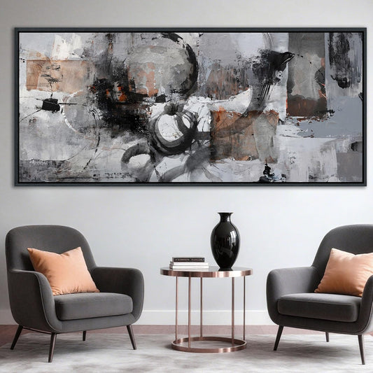 Large Abstract Black And Grey Canvas Wall Art Living Room Wall Decor Paintings Decorations Modern Wall Pictures for Bedrooms Framed Artwork for Walls