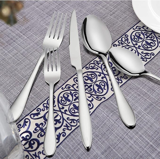 LIANYU 30 Piece Silverware Set for 6, Stainless Steel Flatware Cutlery Set, Tableware Eating Utensils Include Forks Knives Spoons, Mirror Finish, Dishwasher Safe