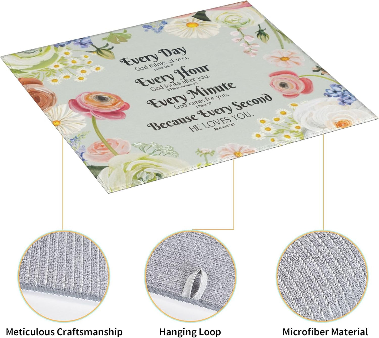 Vintage Country Watercolor Wildflowers Dish Drying Mat for Kitchen Counter, 16"x18" Microfiber Absorbent Fast Dry Mat, 2Pcs Dish Mat Faucet Mats Sets, Large Drying Kitchen Mat Kitchen Drying Pad