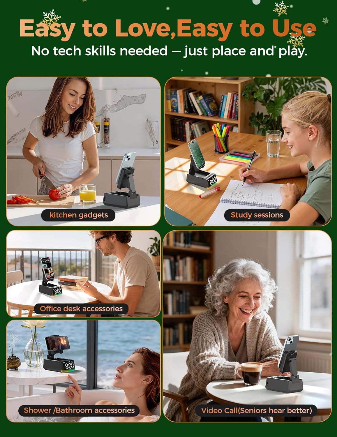 Stocking Stuffers for Men Women Teen:White Elephant Gifts for Adults Induction Speaker Bluetooth with HD Sound,Kitchen Gadgets Anniversary Birthday Gift Ideas for Dad Mom Husband Wife(Black)